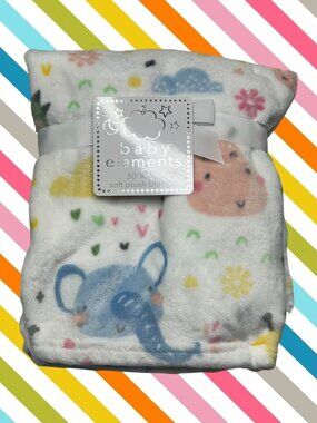 NWT Floral Hearts Clouds Hippo Crocodile Plush Baby Blanket Toddler Animal Print
